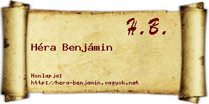 Héra Benjámin névjegykártya